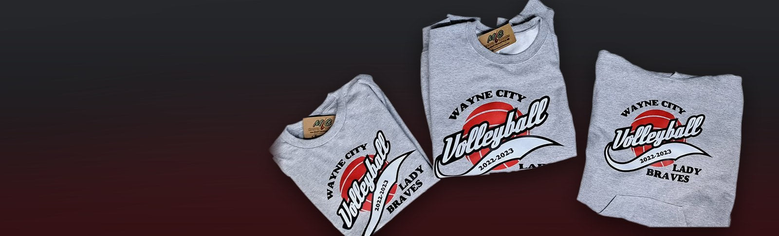 Wayne City Volleyball Lady Braves shirts printed by Martin Graphics