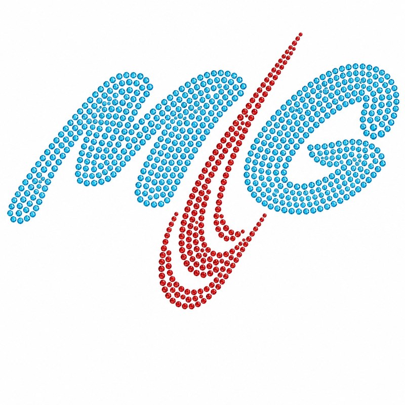 MG logo converted to the Rhinestone look by the AI style designer