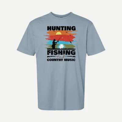 Hunting Fishing And Country Music shirt in Stone Blue