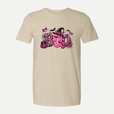 Pink BOO Halloween Cute shirt in Natural