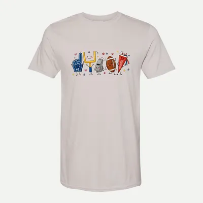 Football Game Day Doodle Characters shirt in Ice Grey