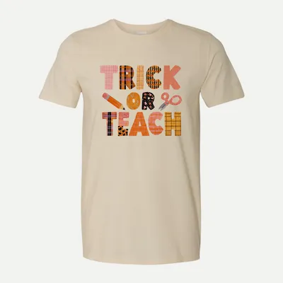 Trick Or Teach Halloween shirt in Natural