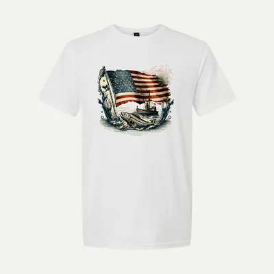 Bass Fishing Man American Flag 1 shirt in White