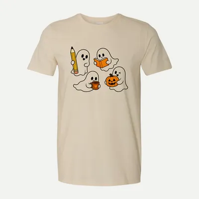 Cute Halloween Ghosts Halloween Teacher shirt in Natural