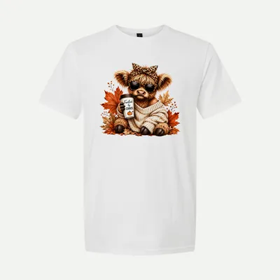 Cozy Fall Highland Cow shirt in White