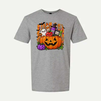 Halloween Teacher Pumpkin Shirt in Sport Grey