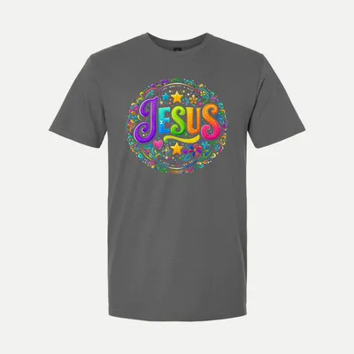 Christian Jesus Retro TShirt shirt in Charcoal