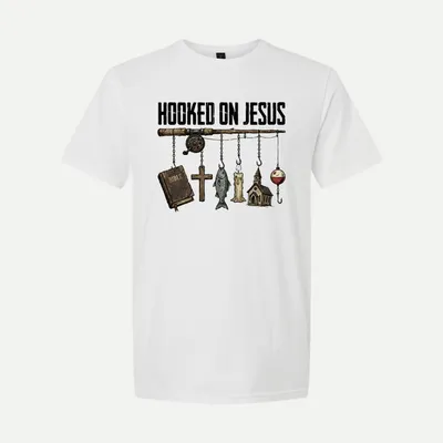 Hooked on Jesus Christian Faith shirt in White