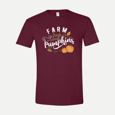 Farm Fresh pumpkins for black shirt in Maroon