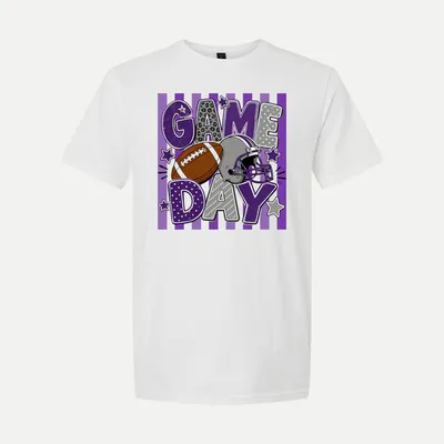 Striped Game Day Football Season shirt in White