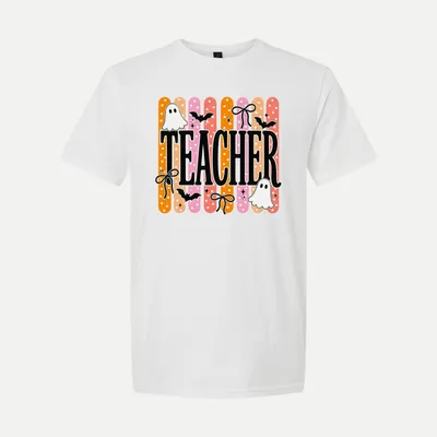 Halloween Teacher Ghost Spooky Teacher shirt in White
