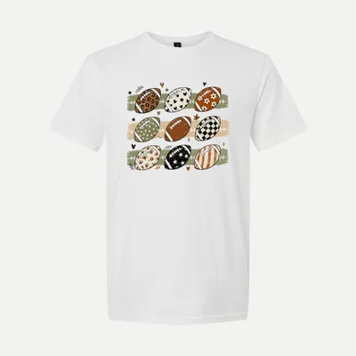 Boho Football Fall Preppy Football Graphics shirt in White