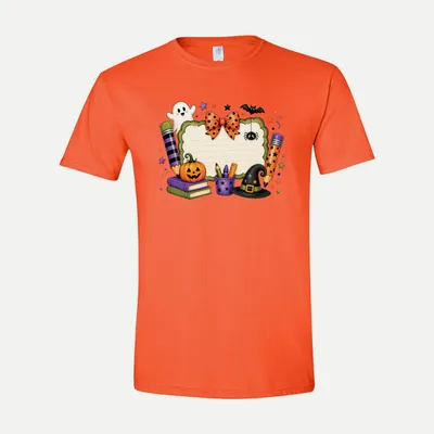 Halloween School Note Frame shirt in Orange