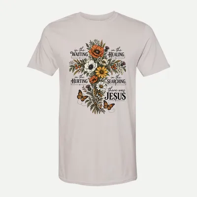 Jesus Christian Floral Butterfly shirt in Ice Grey