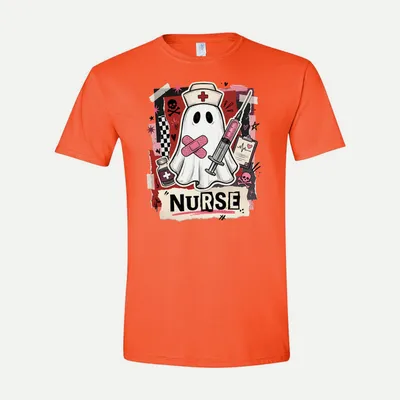 Spooky Halloween Nurse Ghost Medical shirt in Orange