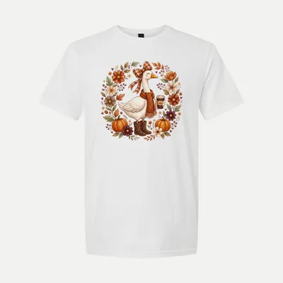 Fall Autumn Goose Coffee shirt in White