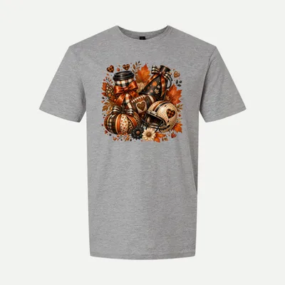 Game Day Football Pumpkin Fall shirt in Sport Grey