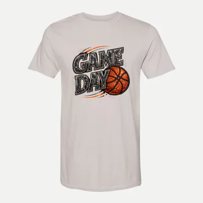 Game Day Basketball Sports Glitter shirt in Ice Grey