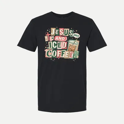 Christian Jesus And Iced Coffee shirt in Black
