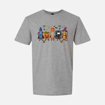 Halloween Teacher School Supplies shirt in Sport Grey