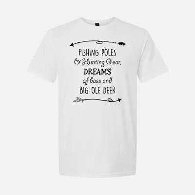 Hunting Fishing Deer Bass Instant shirt in White