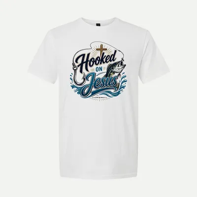 Hooked on Jesus Christian Faith 2 shirt in White