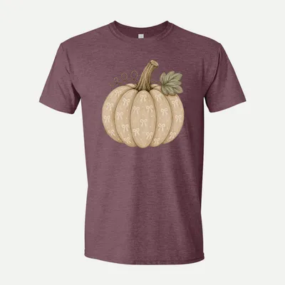 Preppy Boho Fall Pumpkin Clipart 12 shirt in Heather Maroon