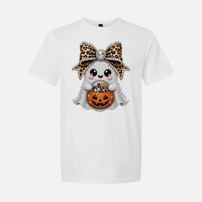 Cute Rhinestone Ghost Halloween shirt in White