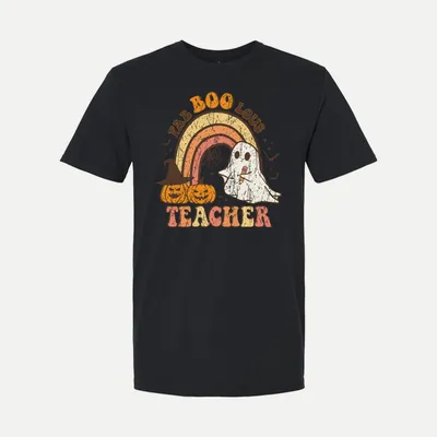 Halloween Teacher Fab Boo Lous Ghost Graphics 2 shirt in Black