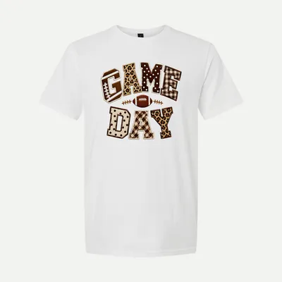 Embroidered Game Day Football Leopard 1 shirt in White