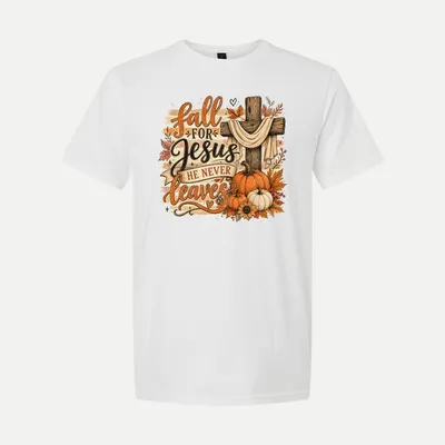 Fall For Jesus Christian Cross shirt in White