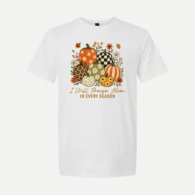 Christian Fall Autumn Pumpkin Flowers shirt in White