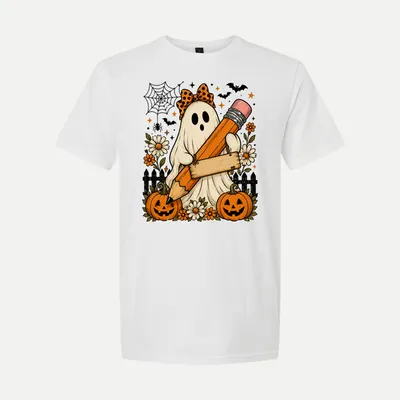 Custom Floral Halloween Teacher shirt in White