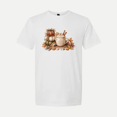 Pumpkin Spice Coffee Fall Watercolor shirt in White