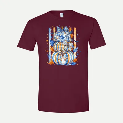 Striped Fall Halloween Pumpkin shirt in Maroon