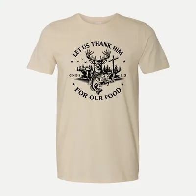 Deer Hunting Duck Fishing Graphics shirt in Natural