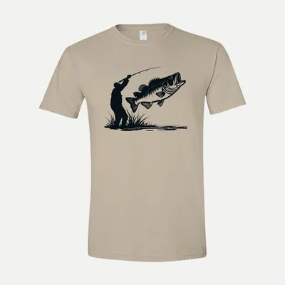 Bass fishing Fathers Day shirt in Sand
