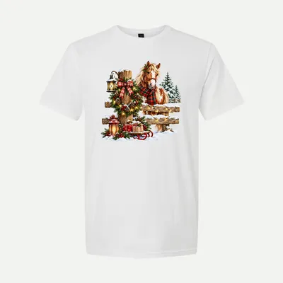Festive Christmas Horse Farm shirt in White
