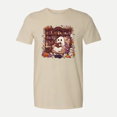 Halloween Teacher Ghost Reading shirt in Natural