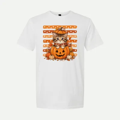 Halloween Fall Cat Pumpkin shirt in White