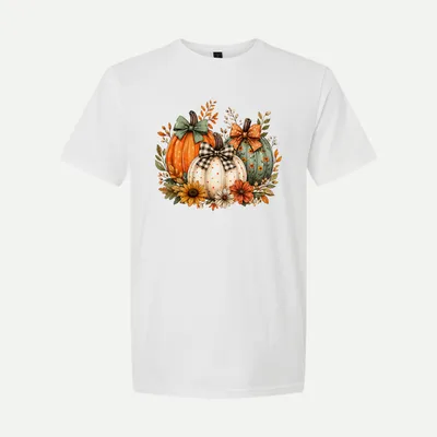 Fall Pumpkin Floral shirt in White