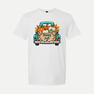 Vintage Fall Truck Pumpkins shirt in White