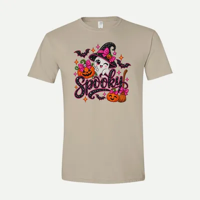 Spooky Halloween Witch Hat Pumpkin shirt in Sand