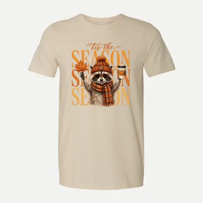 Tis the Season Raccoon Fall shirt in Natural