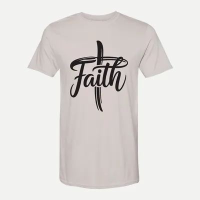 Faith Cross Jesus Christian shirt in Ice Grey