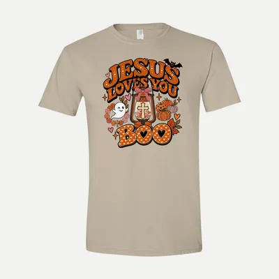 Christian Jesus Loves You Boo shirt in Sand