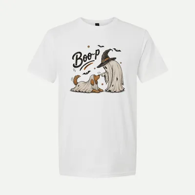 Boo Ghost Dog Halloween shirt in White