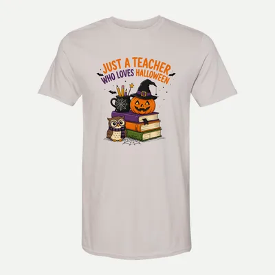 Teacher Loves Halloween School shirt in Ice Grey
