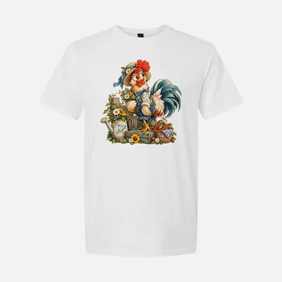 Whimsical Farm Rooster Clipart Rustic 7 shirt in White