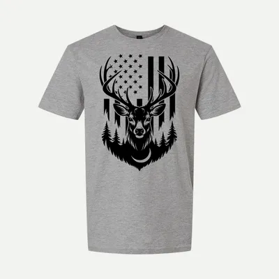 American Flag Deer Deer shirt in Sport Grey